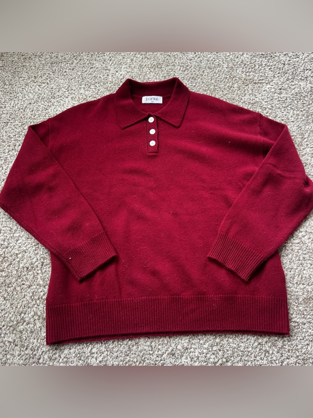 Parke red polo wool sweater xs